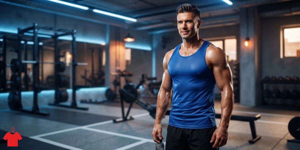 Best Gym Tank Tops for Men - Blue Performance Tank Top in Gym